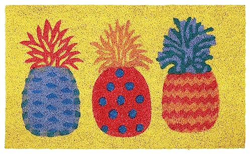 Betz Kokosmatte aus 100% Kokos - Fußmatte - Fußabstreifer –Schmutzfangmatte Muster 3 Ananas Größe 45 cm x 75 cm x 1,5 cm