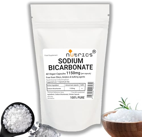 1150mg (per Capsule) Sodium Bicarbonate 60 Capsules 2 Months Supply Pure & Free from fillers Binders and Bulking Agents - Strong Safe & Effective Dose - V Dietary Supplement (1)