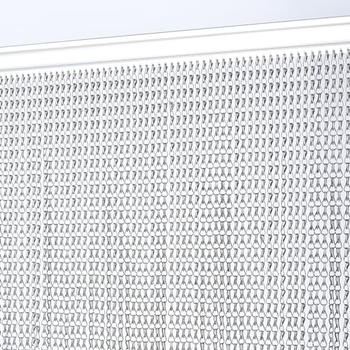 Gluwoer Aluminium Chain Curtain 100x210cm Fly Screens for Doors (Grey)