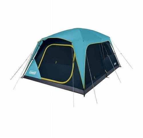 Coleman Skylodge 10-Person Instant Camping Tent with E-Port, Mesh Storage Pockets, Ground Vent, WeatherTec System, and Carry Bag, Blue and Black
