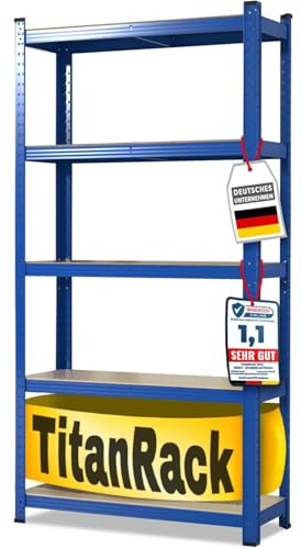 KARAT Estantería de metal para cargas pesadas, 180 x 90 x 60 cm, 5 estantes ajustables (azul)