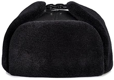 Lederhüte für Herren und Damen Echtes Leder Männer Bomberhüte mit EarlFlap Russischer Winter Fux Fu-R Ohrenschützer Kappen Braune schwarze Farben Warmes und süßes Geschenk ( Color : Noir , Size : XL )
