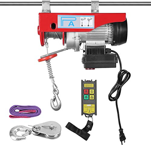 110V Automatischer elektrischer Aufzug mit Fernbedienung, verdicktes Aluminiumgehäuse und Haken aus legiertem Stahl, zum Heben von Gütern, Fabriken, Lagern, Bau, Gebäuden(200KG)