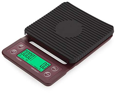 Bilancia da cucina digitale, bilancia per caffè impermeabile da 3 kg/kg, bilancia per alimenti di precisione, 4 unità, bilancia portatile in grammi (Rosso 5 kg/0,1 g)