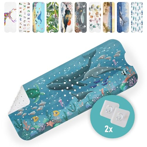 arteneur Badewannenmatte 100x40 cm Unterwasser, rutschfest | Mit 200 Saugnäpfen, auch für Kinder, BPA-frei, schimmelresistent, maschinenwaschbar 30°C, inkl. Aufhängung zum Trocknen