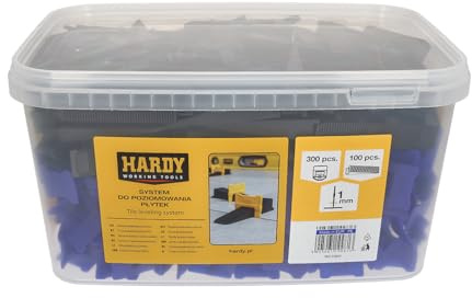 Hardy Working Tools 400-delars system för utjämning av kakel 1 mm, kakelmontering, set inkluderar 100 kilar och 300 klämmor