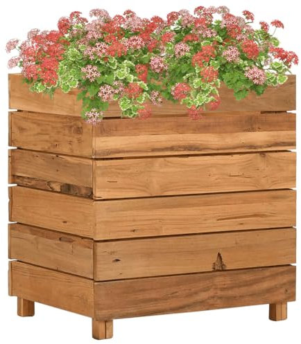 großer blumentopf für draußen,pflanzkübel 60 cm Durchmesser,Hochbeet 50x40x55 cm Teak Altholz und StahlGeeignet für Garten, Terrasse, Schlafzimmer, Wohnzimmer