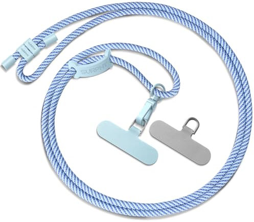 SURPHY Cordino per Cellulare da Polso, Patch Universale*2, Cordino per Telefono in Bicolore Regolabile,Adatto per iPhone/Samsung/Xiaomi/Redmi e Qualsiasi Custodie per Smartphone,Blu Scuro & Azzurro