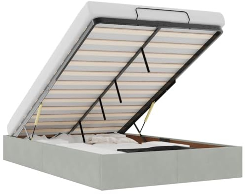 vidaXL Ottoman-Bett ohne Matratze Hellgrau 120x200 cm Samt