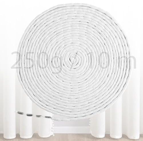 JETOP Contrapesos Cortinas 250g Aprox 10 M 25g/m Cuerda de Plomo para Cortinas Varios Gramajes No Se Oxida Sin Ruido Pesas Cinta de Plomo Pesos Plomos para Mantel Telas Mosquiteras Ducha
