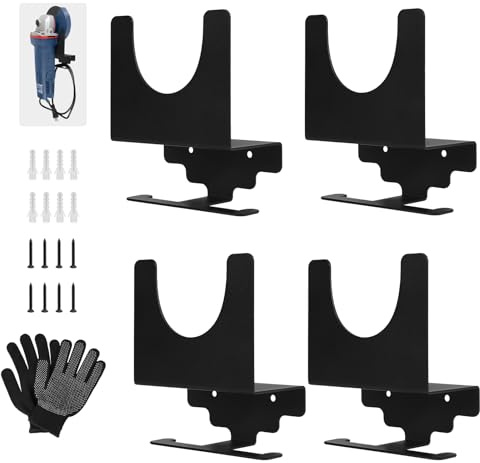 EXLECO 4 Piezas Organizador Soporte Amoladora Angular Soportes de Pared Amoladora Almacenamiento de Amoladoraa Angular Soporte para Máquina Rectificadora con Tornillos Soportes para Cortador Pulidores