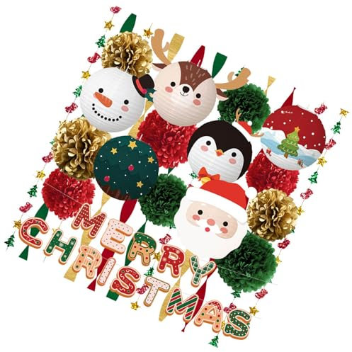 Frohe Weihnachten Banner Weihnachten hängende Ornamente Merry Christmas Papierbanner für Weihnachten Home Party Dekorationen
