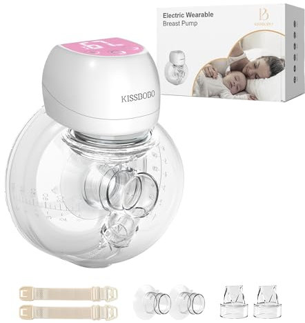 Revolutionäre Milchpumpe Elektrisch 193G,KISSBOBO Milchpumpe Elektrisch Tragbar mit 3 Modi 9 Stufen,optimaler Komfort mit Flansch 21 mm/24 mm(Rosa 1 Stück)