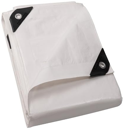 GUARD SHIELD White Tarpaulin 2m x 3m Waterproof Tarp with Eyelets UV Resistant Multi-purpose for Outdoor 120g/m²