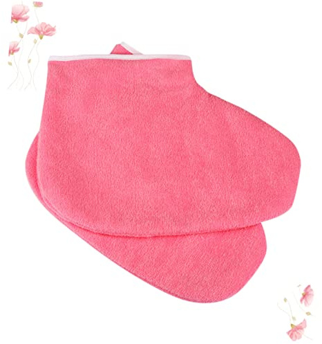 Cubierta de Pie de Cera de Parafina Roja de Tejido 1 Par | Terapia de Parafina, Uso en Casa, Funda para Pies Correas, Calcetines de Belleza