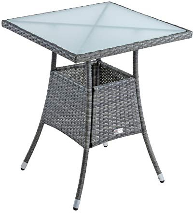 ESTEXO Polyrattan Beistelltisch Gartentisch 57x57x72 cm Rattan Tisch Balkontisch Gartenmöbel Terrassentisch (Anthrazit-Grau)