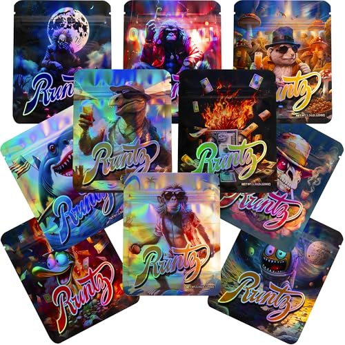 Lot de 100 sacs Cali Packs 3,5 g | Pochette – Petit sac Mylar résistant aux odeurs | Baggies (Mix Runtz)