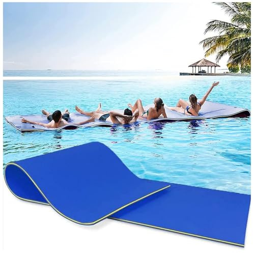 Tapete Flotante De Agua para Adultos, Playa, Lago, Océano,3 Capas, Resistente A Desgarros,Espuma XPE, Flotador De Bronceado, Isla,Hamaca,Azul,2.5 m x 1.3m x 3.3cm