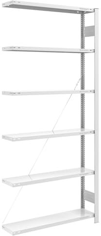 eurokraft | Steckregal | Bauart leicht | einseitig | HxBxT 2500 x 1000 x 300 mm | grau | Anbauregal
