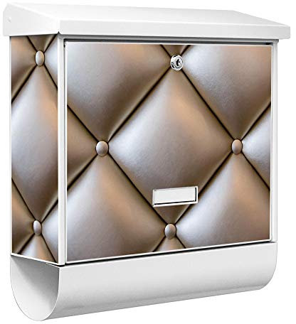 banjado® Burgwächter Briefkasten Weiß 38x39x12cm mit Motiv Polster Bronze/Briefkasten mit Zeitungsfach/Briefkasten mit Zeitungsrolle/Postkasten inkl. Montagematerial & 2 Schlüsseln