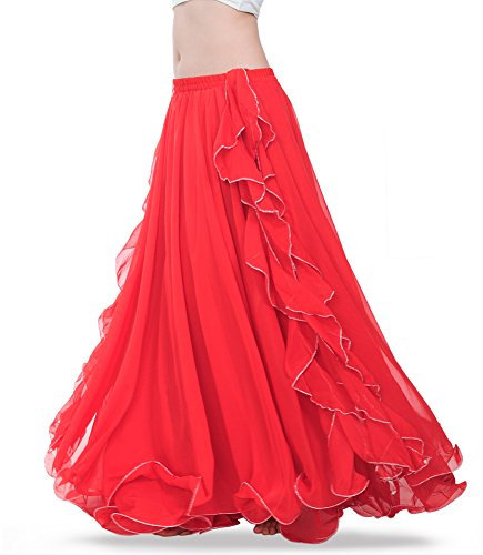 ROYAL SMEELA Chiffon Bauchtanz Rock Damen Gute Qualität Bauchtanz Kostüm Damen Ausbildung Tanzkleid Bauchtanz Maxi Rock Chiffon Flamenco Rock Lang Bauchtanz röcke Bauchtänzerin Rock für Frauen
