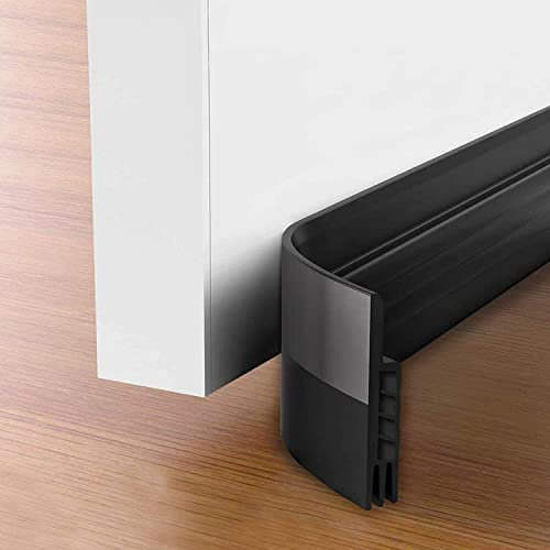 Suptikes Lot de 2 butées de porte, Boudin Bas de Porte pour Portes Extérieures et Intérieures, Isolation contre la Poussière et le Bruit, Isolation Thermique, 4,6 cm de Large x 94 cm de Long, Noir