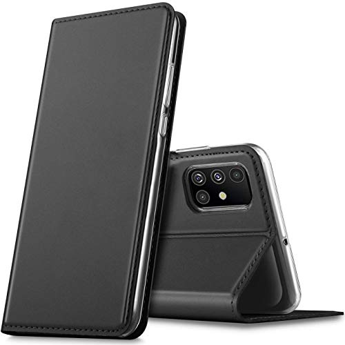 Verco para Samsung Galaxy A71 Funda Tipo Libro electrochapada, Funda de diseño con protección 360°, Compatible con Samsung Galaxy A71 (6,7 Pulgadas), Negro