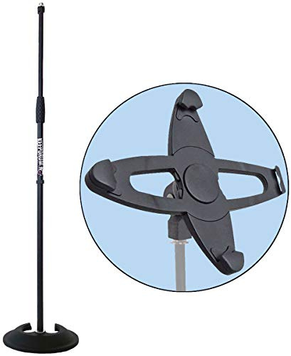keepdrum MS096 Microphone Stand Tripod Straight + iPH01 Tablet Pad Holder