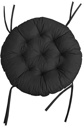 chilly pilley® Polster für Papasansessel Wasserdicht - Rundkissen - Auflage Polster für Papasansessel -Sesselkissen Sitzkissen Gesteppt mit Schlaufen (120cm, Schwarz)