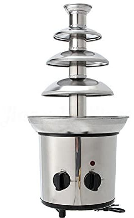 Máquina fuente eléctrica de acero inoxidable de 4 niveles para fondue de chocolate, capacidad de 4 libras para chocolate, caramelo, mantequilla y queso (4 niveles)