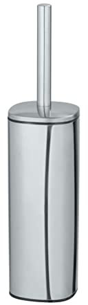 Wenko Alassio - Escobillero acero inoxidable, scopino per WC intercambiabile, diametro 8,5 cm, in acciaio inox satinato, 9,3 x 39,2 x 9,3 cm, Argento lucido