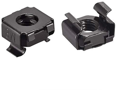 sourcing map Écrous à Cage Encliquetables - M8 x 1.25mm Acier Carbone Écrou Métrique pour Armoire étagère Server 25pcs