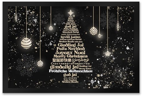 speecheese Fröhliche Weihnachten in verschiedenen Sprachen Fußmatte XXL in 50x75 cm als lustiges Geschenk für weltoffene Menschen die Allen Besuchern EIN frohes Weihnachtsfest wünschen