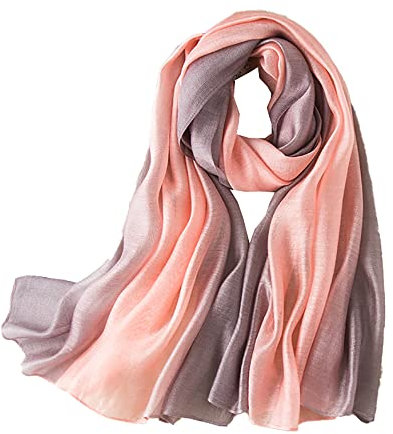 Seidenschals für Frauen Damen Schals Elegant Farbverlauf Farbe Mode für Frühling Winter Schals Schal Wraps, Rosa 2, 190*80 cm