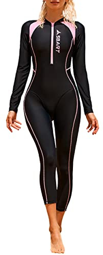 SEAUR Ganzkörper Badeanzug Damen UPF 50+ Rash Guard Lange Beine und Arme Schwimmanzug Slim Fit Sonnenschutz Reißverschluss Bademode Schwimmen Surfen - S