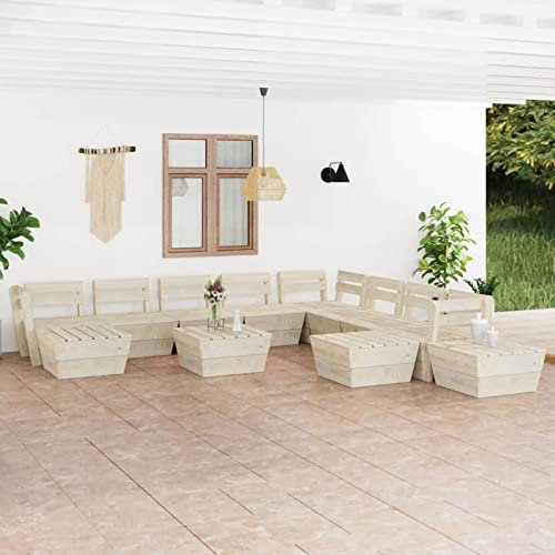 Homgoday Gartensofa-Set auf Palette, 12-teilig, aus imprägniertem Fichtenholz, Schlafsofa, Wohnzimmer, Sofa, modernes Sofa