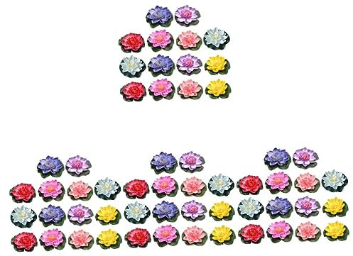 Abaodam 56stücke Künstliche Schwimmende Lotusblume Realistische Deko Für Teich Garten Und Pool Simulierte Wasserlilie Für Veranstaltungen Und Outdoor-Dekoration