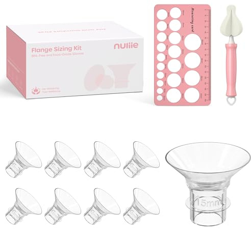 Nuliie 8 inserti flangiati da 15mm per flangia 24mm schermo della maggior parte delle pompe, inserti senza BPA, compatibili con Jheppbay/Medela/Bellababy/Momcozy/Nuliie tiralatte
