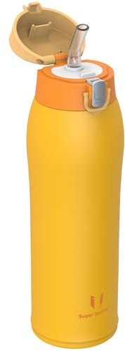 Super Sparrow Water Bottle with Straw - Ultralight Stainless Steel 18/10 Travel Mug - 750ml - BPA Free - Insulated Metal Flask - Leakproof Water Bottle for Sports, Travel, Work