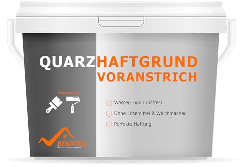 BEKATEQ Quarzgrund 15kg innen und aussen - Grundierung für Beton, Fliesen, Keramik, Fassadenputz - Putzgrund, Fliese auf Fliese, Betongrund, Holzgrund - Haftgrund wasserdicht, frostfest BK-155