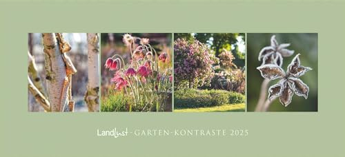 Landlust - Garten-Kontraste Panorama 2025, 110x50cm, Wandkalender mit Garten-Motiven im Großformat, Schönheit des Gartens in vielen Facetten, Spiralbindung, deutsches Kalendarium