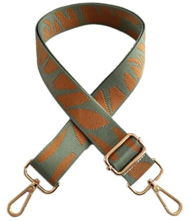 Whakano Taschengurt Breit Taschen 3,8CM,Bunter Verstellbarer Schultergurt für Damen & Herren,Längenverstellbarer 75-130cm Schulterriemen,DIY Zubehör für Tasche,Goldene Schnalle,Grün-Orange