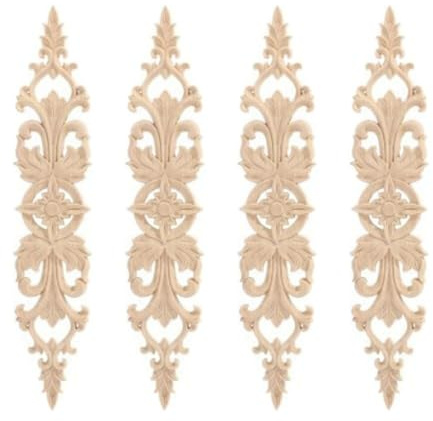 4 Stück Schrankaufkleber Geschnitzt Decal, Vintage Holz Geschnitzte Möbel Appliques Lange Geschnitzte Onlay Applique Holz Ornamente Ecke Onlay Applique Möbel Holz geschnitzter Aufkleber