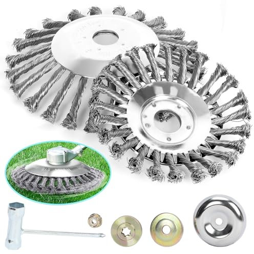 Lot de 2 Tête Débroussailleuse, Brosses à Mauvaises Herbes, 25,4 mm d'alésage Brosse métallique désherbage