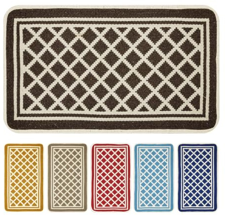 OLIVO.shop | MELODY Tappeto cotone lavabile in lavatrice, Tappeti cotone economici 50x80 cm, rombi (MARRONE)