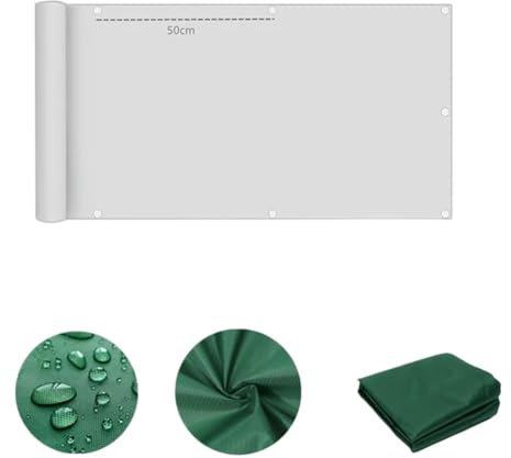 Valla impermeable 420D para balcón, valla de protección UV, valla de privacidad, cubierta de terraza, valla de privacidad, color verde oscuro, 1,5 x 2 m