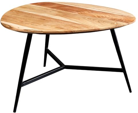 Riess Ambiente Massivholz Couchtisch Beauty by Nature 60cm Akazie dreieckig Metall schwarz Beistelltisch Tisch Sofatisch Wohnzimmertisch Wohnraumtisch