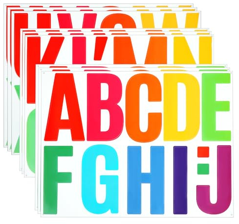 ZEYIYER 102 calcomanías de letras grandes, letras de vinilo adhesivas de 10 cm, impermeables, coloridas para pared, cartel, tablón de anuncios, buzón, dirección, decoración