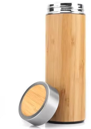 Eco-Friendly Bamboo Thermos – 460ml Stainless Steel Insulated Bottle for Hot & Cold Drinks – Reusable, Durable, Stylish Travel Mug