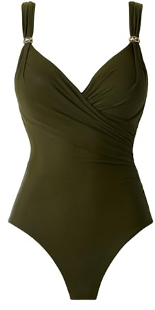 Miraclesuit Women's DD-Cup Swimwear Razzle Dazzle Siren Tummy Control Underwire Bra One Piece Swimsuit, Nori, 10DD